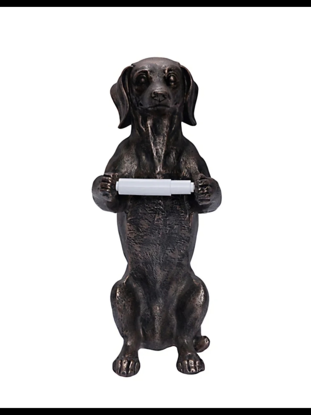 NIB Bronze Look Dachshund Toilet Paper Holder